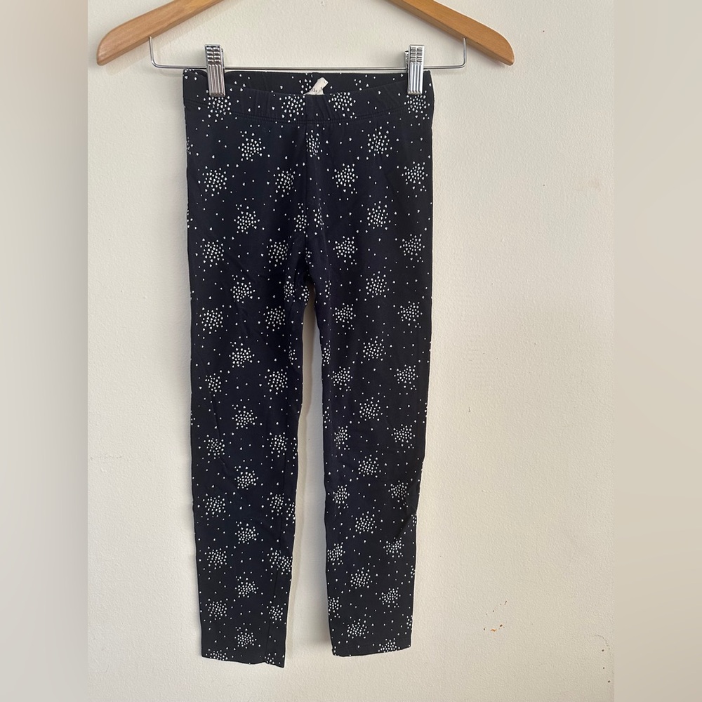 H&M Black Heart Star Burst Leggings SIZE 9-10 YRS Celestial Contrast Cute Basic